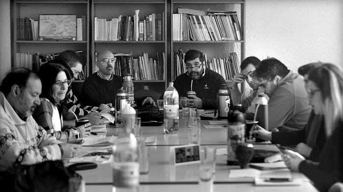 Secretariado Ejecutivo del PIT CNT. Foto: Santiago Mazzarovich (archivo, julio de 2015)