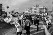 Movilización de la Federación de Funcionarios de Salud Pública, ayer, frente al Palacio Legislativo. Foto: Federico Gutiérrez