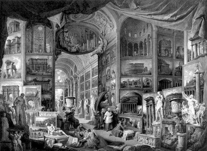 Galería de cuadros con vistas de la Roma antigua, de Giovanni Paolo Pannini.