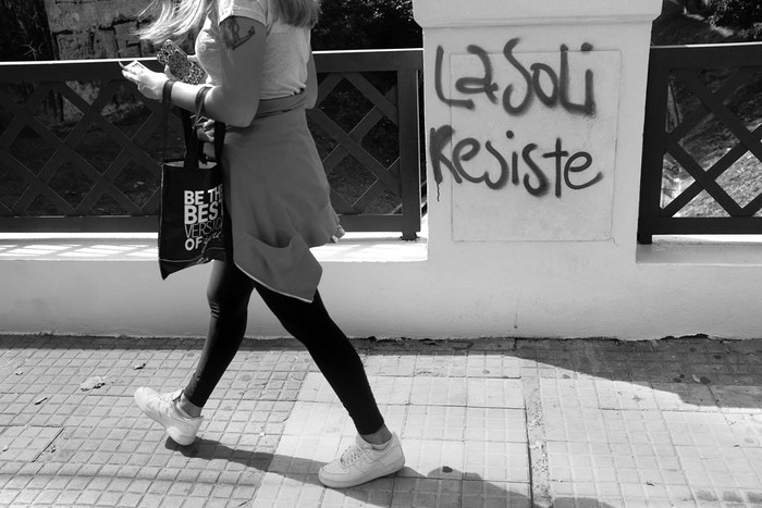 Pintada cercana a la casa donde tenía su sede La Solidaria. Foto: Pablo Vignali