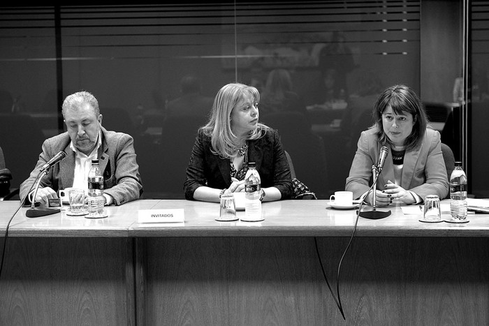 Parlamentarios argentinos, en la Comisión Especial de Adicciones, ayer en el Anexo. Foto: Andrés Cuenca