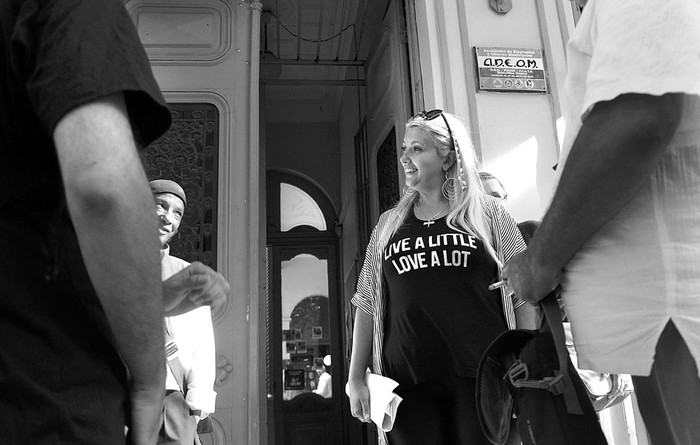 Valeria Ripoll, secretaria general de la Asociación de Empleados y Obreros Municipales, en rueda de prensa, ayer, en la sede del gremio. Foto: Alessandro Maradei