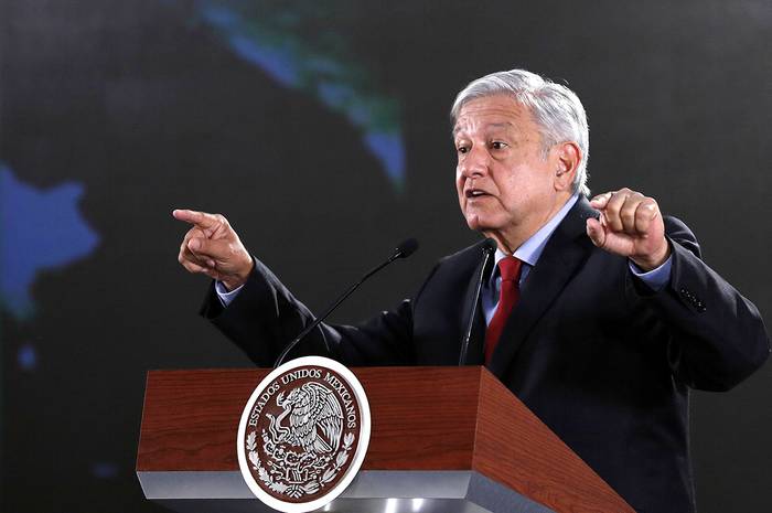 Andrés Manuel López Obrador, presidente de México, durante una conferencia de prensa en Palacio Nacional, en Ciudad de México. · Foto: s/d de autor