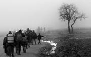 Refugiados caminan a un campamento temporal en Presevo (Serbia), el miércoles. Foto: Efe, s/d de Autor