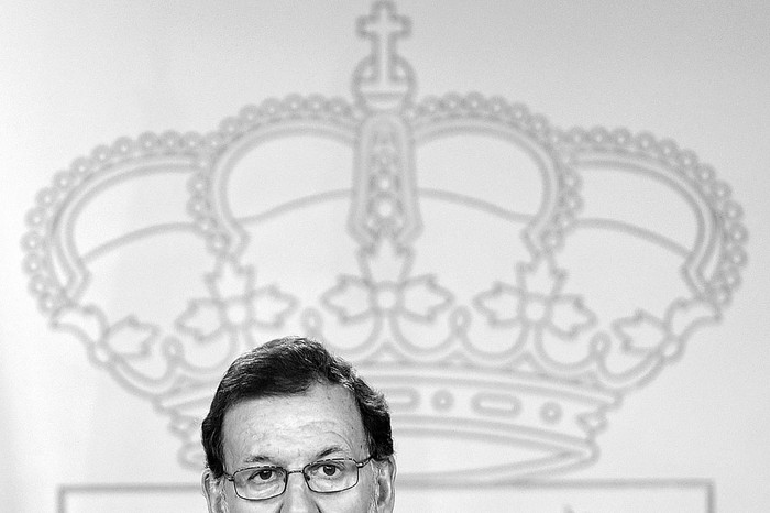 Mariano Rajoy, presidente del Gobierno español, durante una conferencia de prensa, ayer, en el Palacio de La Moncloa, en Madrid. Foto: Pierre-Philippe Marcou, AFP