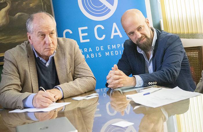 Ernesto Murro, ministro de Trabajo y Seguridad Social, y Marco Algorta, presidente de la Cecam. · Foto: Mariana Greif