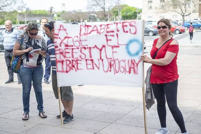 Movilización de la Fundación Diabetes Uruguay, frente al Palacio Legislativo (archivo, noviembre de 2018).
 · Foto: Pablo Vignali