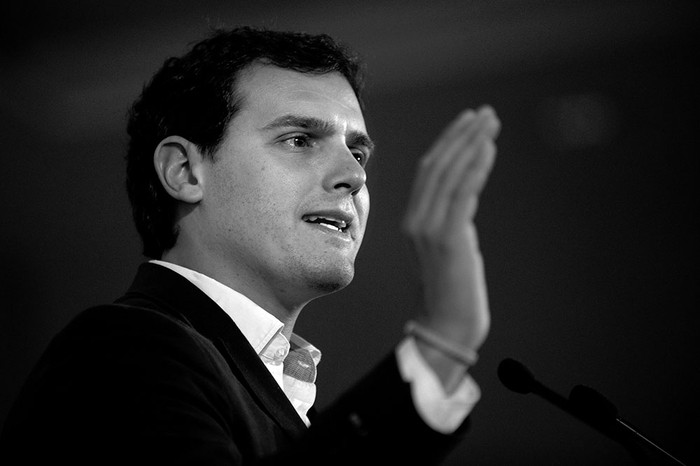 Albert Rivera, presidente de Ciudadanos, durante un discurso el 8 de marzo. Foto: Jorge Guerrero, Afp