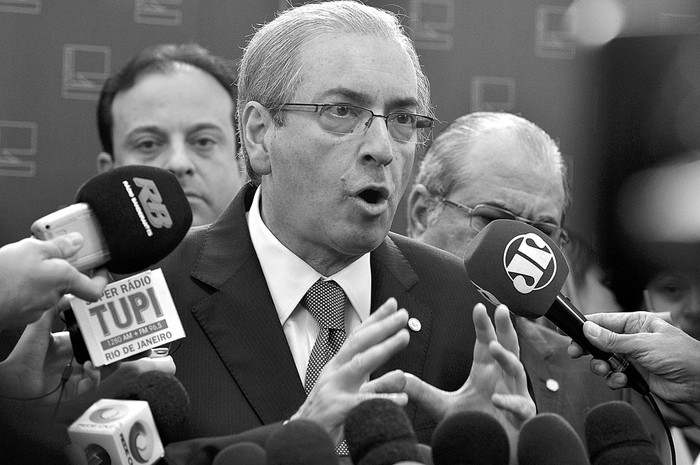 Eduardo Cunha, presidente de la Cámara de Diputados de Brasil, durante una conferencia de prensa, el viernes, en el Congreso Nacional en Brasilia, Brasil. Foto: Antonio Cruz, Agencia Brasil