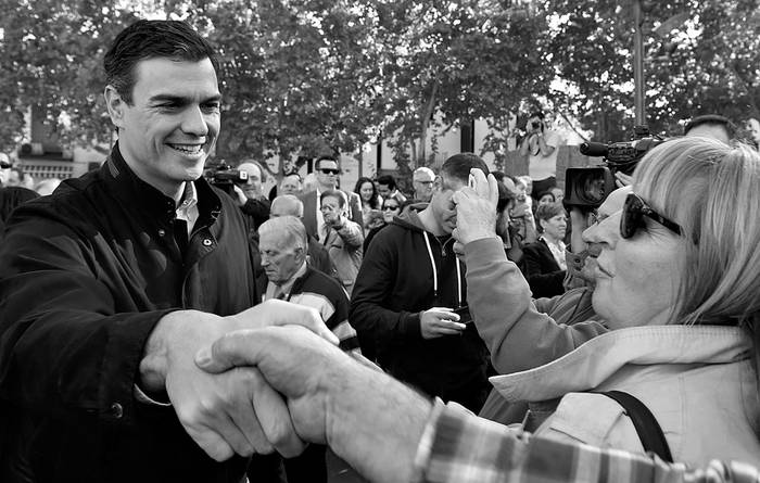 Pedro Sánchez, líder del Partido Socialista Obrero Español, el domingo, en las afueras de la ciudad de Getafe, España. Foto: Gerard Julien, AFP