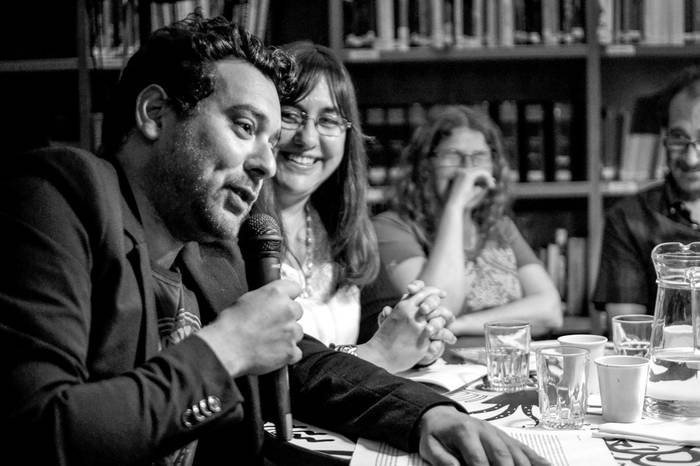 Sebastián Pedrozo, Magdalena Helguera y Rosanna Peveroni, en el Filbita 2015. Foto: difusión, s/d de autor