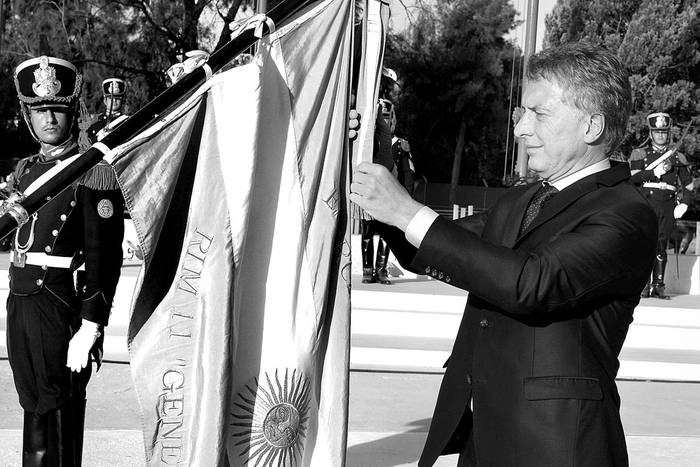 Mauricio Macri, durante la ceremonia de conmemoración de los 200 años del Cruce de los Andes, el 24 de enero. Foto: presidencia argentina, s/d de autor