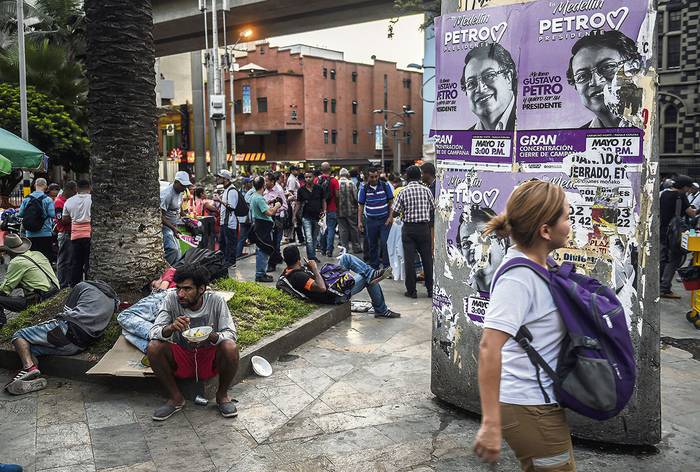 Propaganda electoral del candidato Gustavo Petro, el 23 de mayo, en Medellín, Colombia.
 · Foto: Joaquín Sarmiento