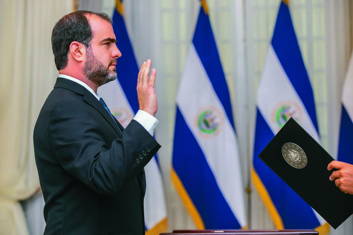 Juan Carlos Bidegain, en la asunción como ministro de Gobernación y Desarrollo Territorial (archivo, abril de 2021). · Foto: Presidencia de El Salvador