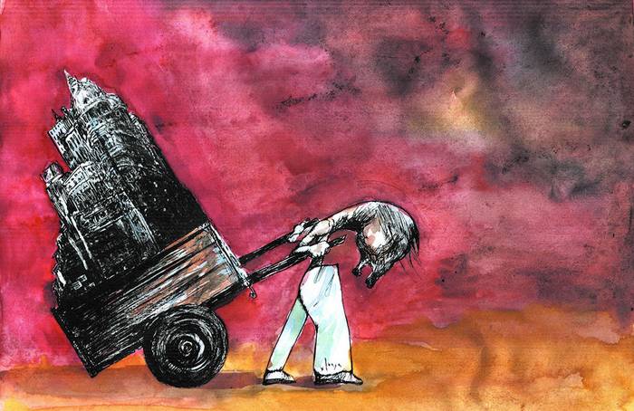 Foto principal del artículo 'Más riqueza y más empleo, pero también más pobreza' · Ilustración: Ramiro Alonso
