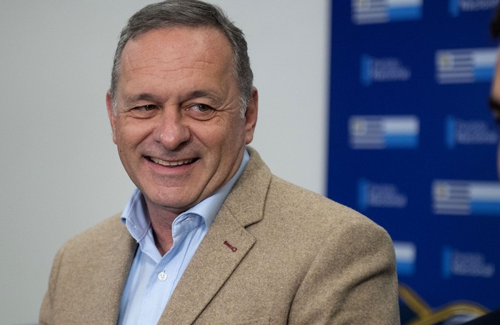 Álvaro Delgado, el 6 de junio, en la sede del Partido Nacional. · Foto: Alessandro Maradei