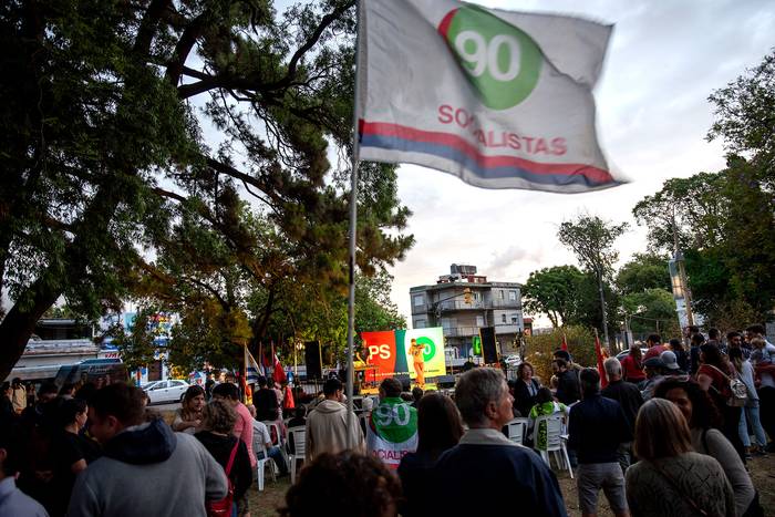 Acto del Partido Socialista en la plaza Lafone (archivo, diciembre de 2022). · Foto: Martín Varela Umpiérrez