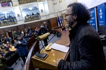 Héctor Cancela, el 16 de julio, luego de ser electo nuevo rector de la Udelar. · Foto: Rodrigo Viera Amaral