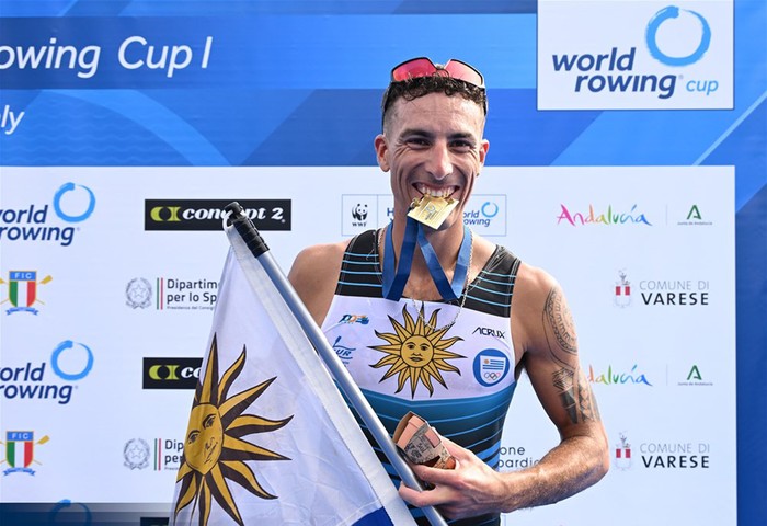 Felipe Klüver tras ganar medalla de oro en la Copa del Mundo, el sábado, en Varese, Italia.
Foto: worl drowing