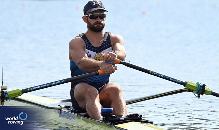 Bruno Cetraro en el Campeonato Mundial de Remo 2023, en Serbia.