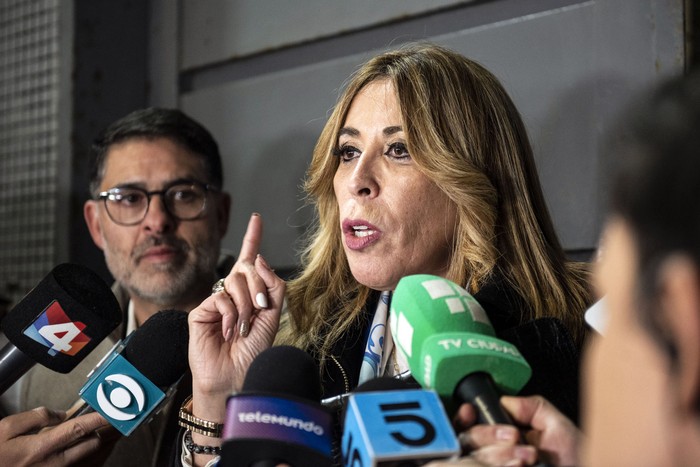 La fiscal Sandra Fleitas, el 11 de junio, al final de la audiencia de formalización de Charles Carrera. · Foto: Diego Vila La fiscal Sandra Fleitas, el 11 de junio, al final de la audiencia de formalización de Charles Carrera. · Foto: Diego Vila