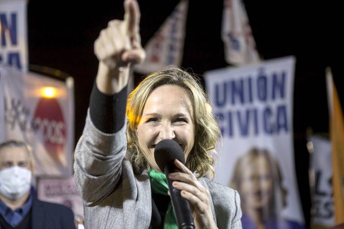 Laura Raffo durante el cierre de campaña, el 24 de setiembre.  · Foto: .