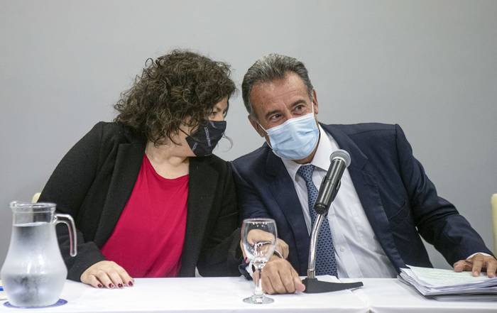 Carla Vizzotti y Daniel Salinas en la reunión de ministros de Salud del Mercosur (22.03.2022). · Foto: .
