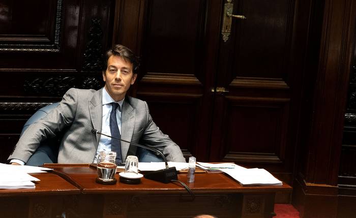 Juan Sartori en la Cámara de Senadores (02.08.2023). · Foto: Mara Quintero