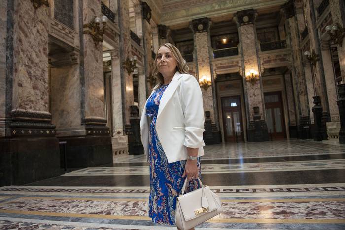 Doris Morales en el Palacio Legislativo (archivo, febrero de 2022). · Foto: Alessandro Maradei