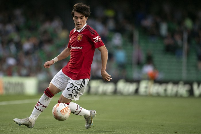 Facundo Pellistri, en el Manchester United (archivo). · Foto: Jorge Guerrero, AFP