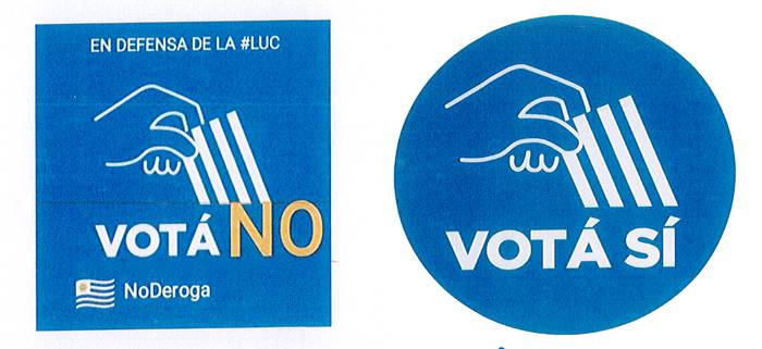 A la izquierda, el logo de la departamental Nacionalista de Paysandú, en defensa de la LUC.