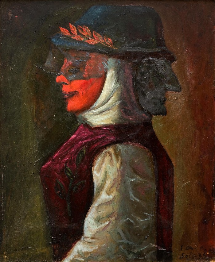 Luis Solari, Extraña máscara, óleo, 60 x 50 cm.