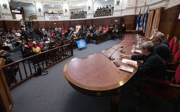 Actividad por los 11 años de la ley de responsabilidad penal empresarial, el 25 de marzo, en el Paraninfo de la Universidad de la República. · Foto: Mara Quintero