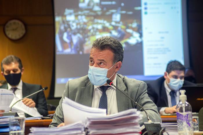 Daniel Salinas durante la comparecencia ante diputados y senadores de la Comisión de Salud, este martes, en el edificio Anexo. · Foto: Alessandro Maradei