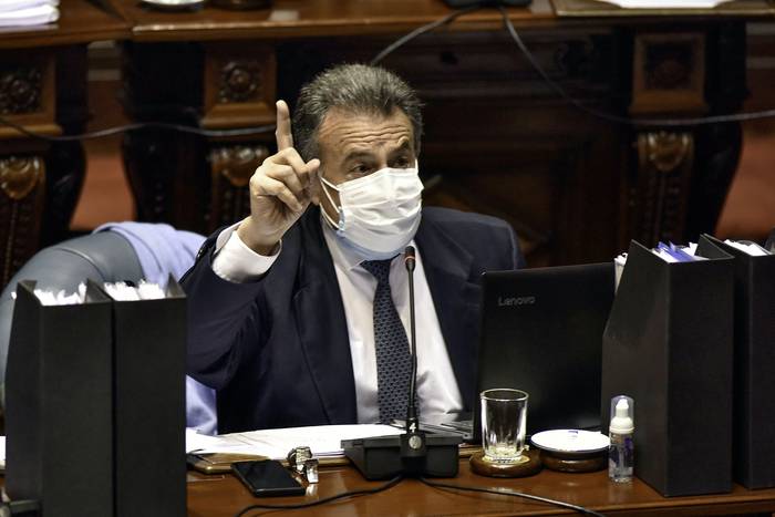 Daniel Salinas, ayer, en el Senado. · Foto: Federico Gutiérrez
