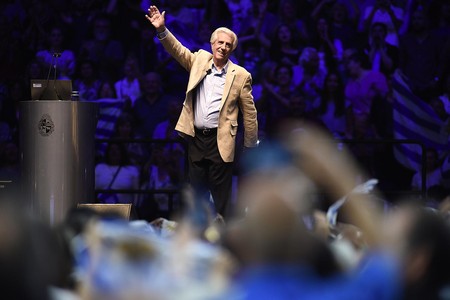 Tabaré Vázquez, ayer, en el Antel Arena, durante su última Rendición de Cuentas. · Foto: Nicolás Celaya, adhocfotos Tabaré Vázquez, ayer, en el Antel Arena, durante su última Rendición de Cuentas. · Foto: Nicolás Celaya, adhocfotos