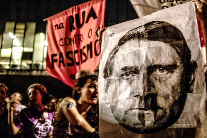 Manifestación Ele Nao contra el candidato brasileño de extrema derecha Jair Bolsonaro, el pasado 29 de setiembre en San Pablo.  · Foto: Alessandra Angelis, Mídia Ninja