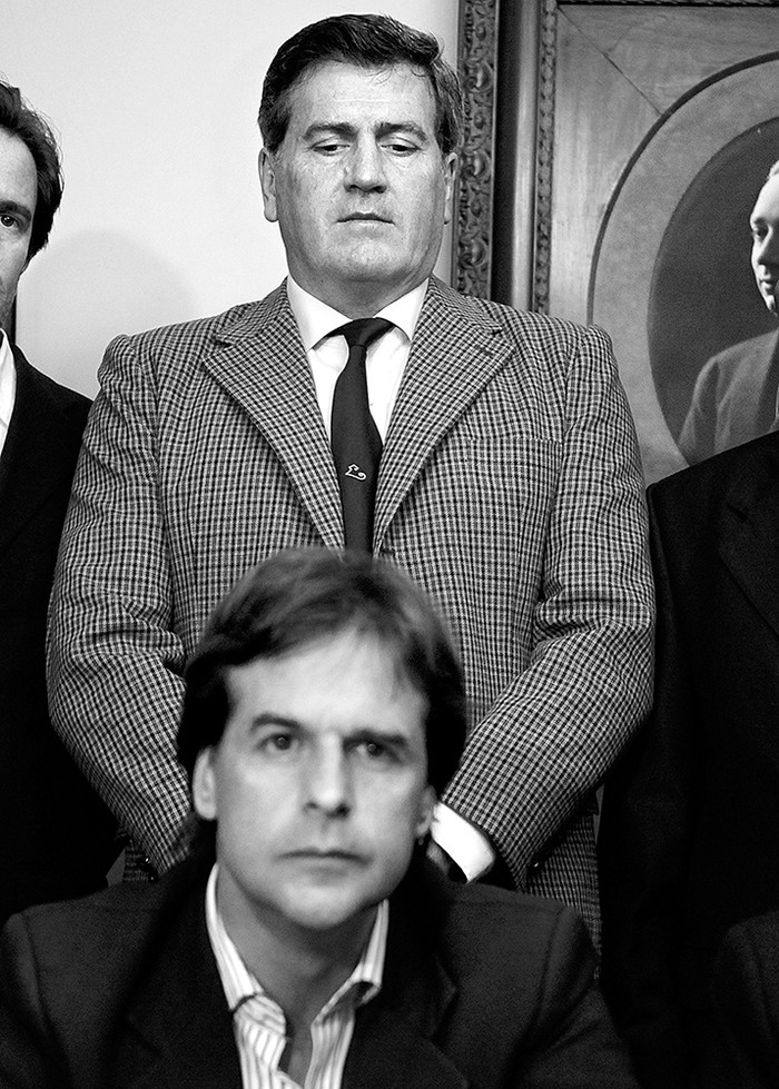 Luis Lacalle Pou y Pedro Bordaberry, ayer, en la Casa del Partido Colorado. / Foto: Javier Calvelo
