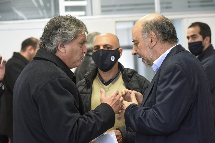 Pablo Durán, Marcelo Abdala y Pablo Mieres, en el Ministerio de Trabajo y Seguridad Social, donde sesionó el Consejo Superior Tripartito el 6 de junio.  · Foto: Federico Gutiérrez