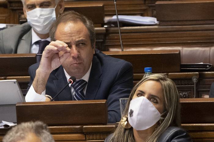 Sebastián Andújar, ayer, en la Cámara de Diputados. · Foto: Mariana Greif