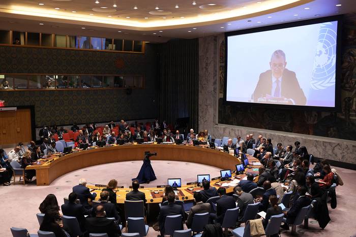 El Consejo de Seguridad durante una reunión sobre la guerra entre Israel y Hamas, en la sede de las Naciones Unidas (30.10.2023). · Foto: Michael M. Santiago / Getty Images / AFP