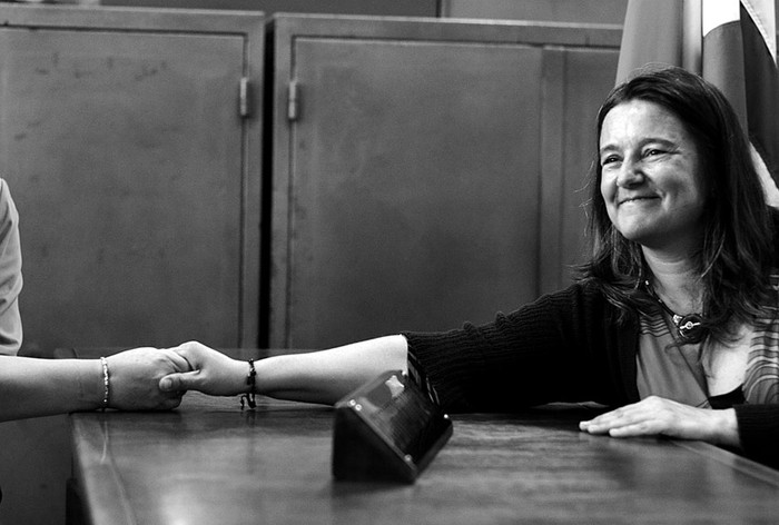 Jacqueline Gómez, ayer, tras el acto en el que asumió la presidencia del Instituto Nacional de Colonización.  · Foto: Pablo Vignali