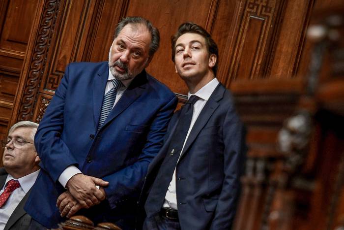 Jorge Gandini y Juan Sartori en el Parlamento (archivo, febrero de 2020). · Foto: Javier Calvelo, adhocFOTOS
