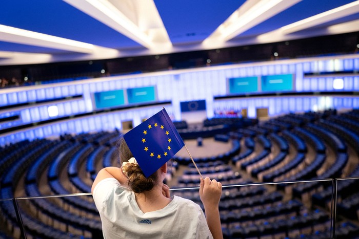 Edificio del Parlamento Europeo durante las elecciones europeas, el 9 de junio, en Estrasburgo. · Foto: Sebastien Bozón, AFP