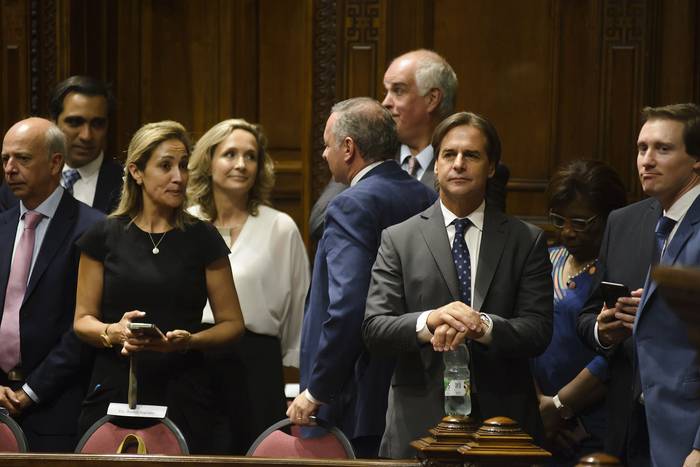 Luis Lacalle Pou, este miércoles, en el Parlamento. · Foto: Mara Quintero