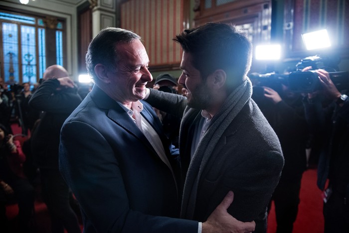 Álvaro Delgado y Andrés Ojeda el 7 de junio, en el Palacio Legislativo. · Foto: Gianni Schiaffarino