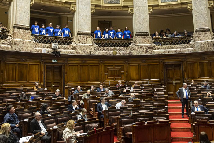 Durante la sesión de diputados, el 6 de agosto, en el Parlamento. · Foto: Rodrigo Viera Amaral