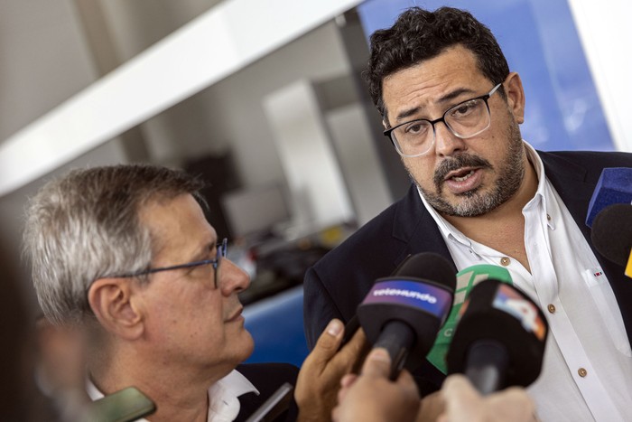 Jorge Díaz y Alejandro Sánchez, el 2 de diciembre, en la Torre Ejecutiva. · Foto: Ernesto Ryan