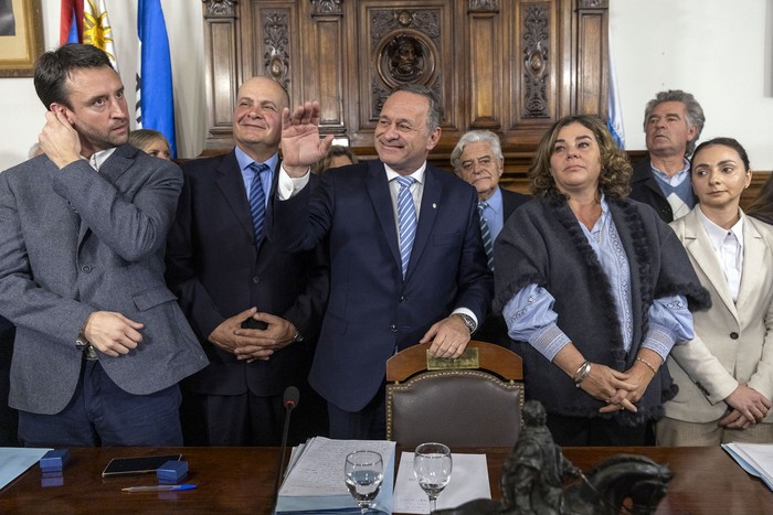 Álvaro Delgado, el 7 de julio, en el Directorio del Partido Nacional. · Foto: Rodrigo Viera Amaral