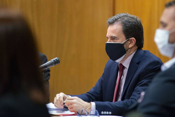 Germán Cardoso, este lunes, en la comisión invesigadora por denuncias en el Ministerio de Turismo. · Foto: Alessandro Maradei